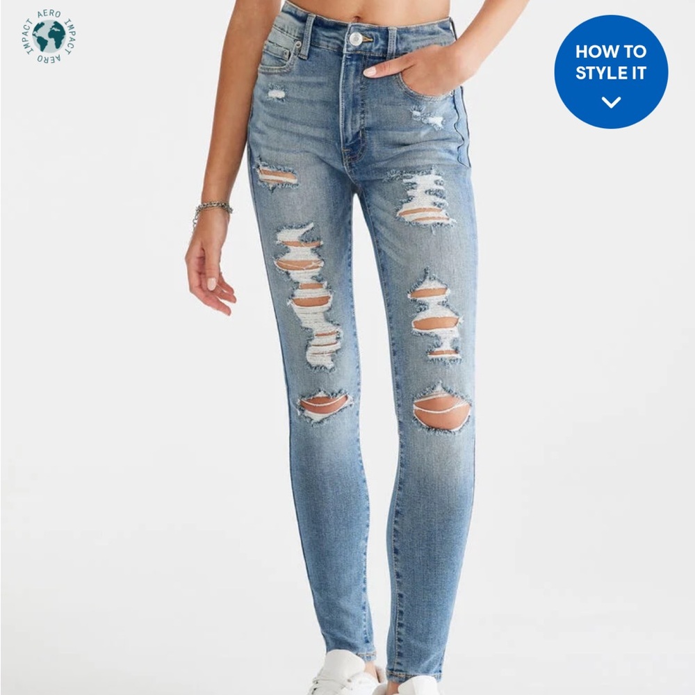 Aeropastale high rise ripped skinny jeans
